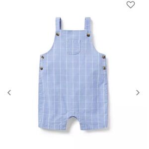 NWOT Janie and Jack BABY TATTERSALL LINEN OVERALL - Size 18to 24 months